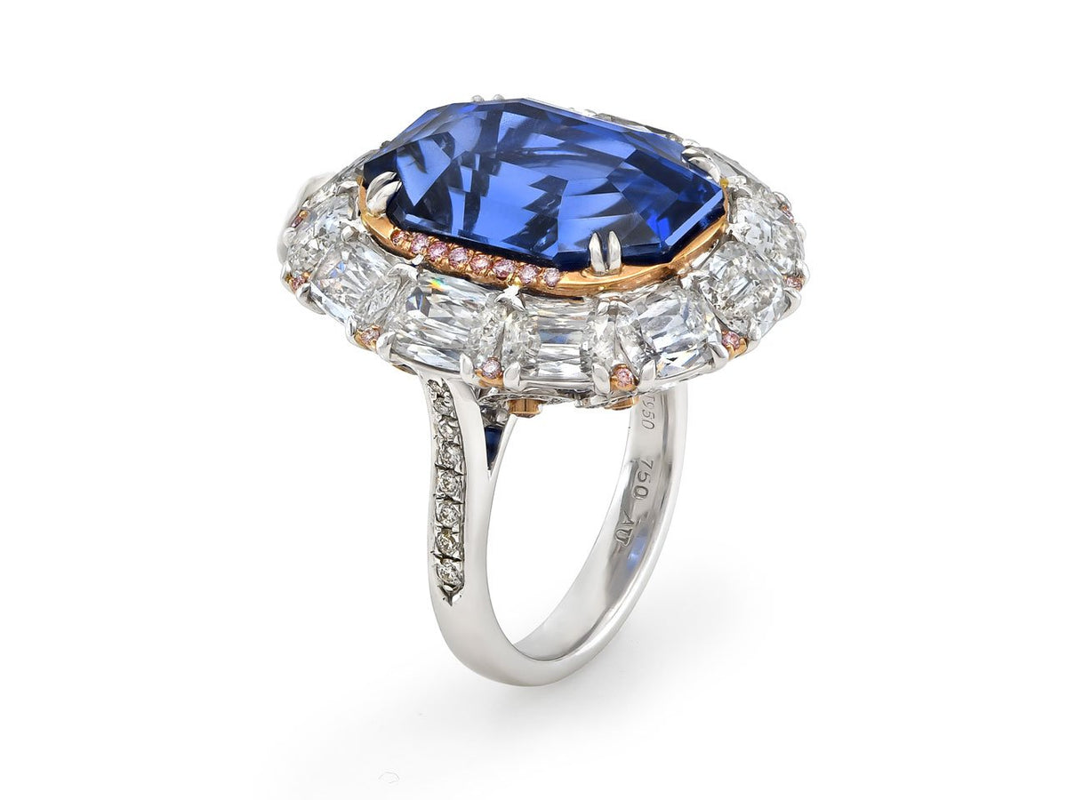 Octagonal Royal Blue Burma Sapphire Ring