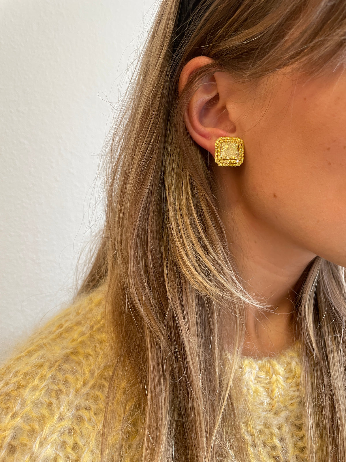 Vivid Yellow Diamond Earrings