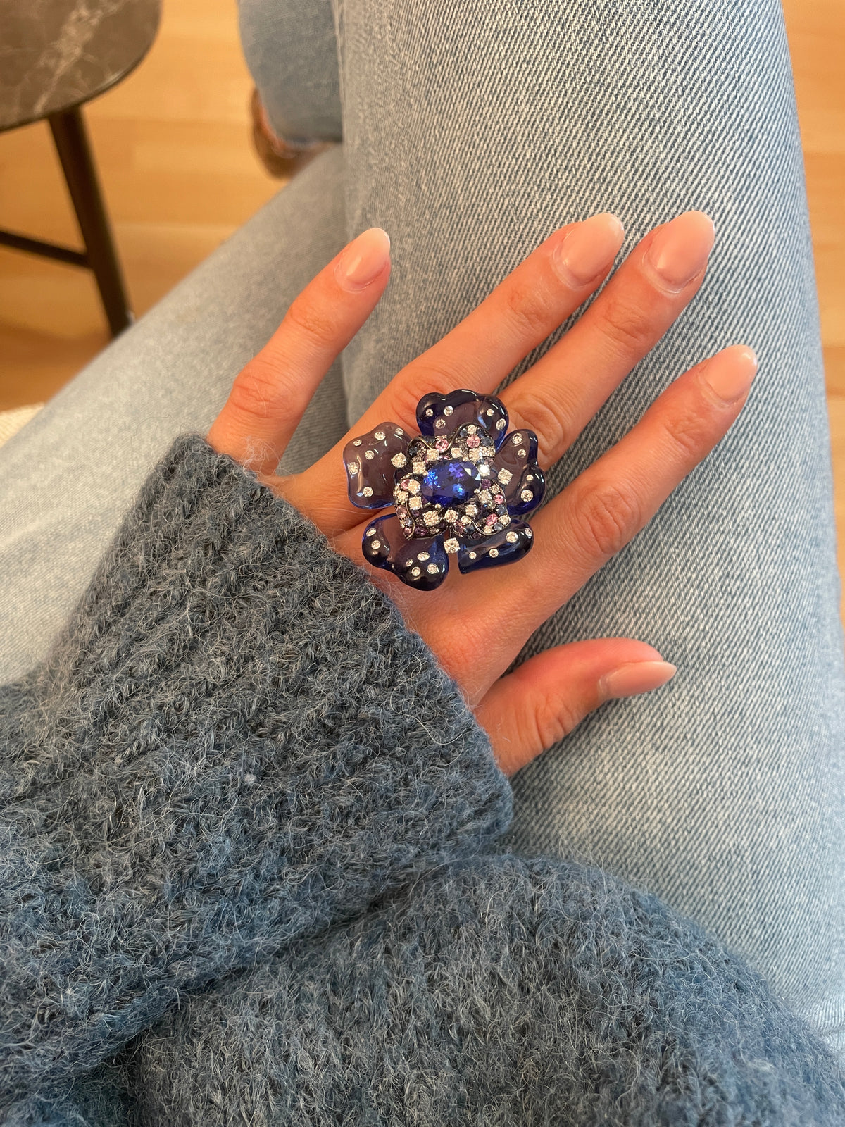 Tanzanite Flower Ring