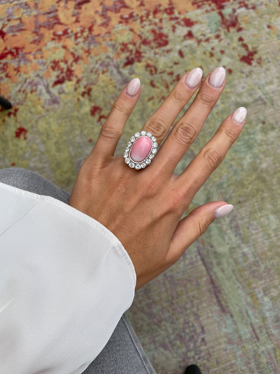 Conch pearl and diamond ring