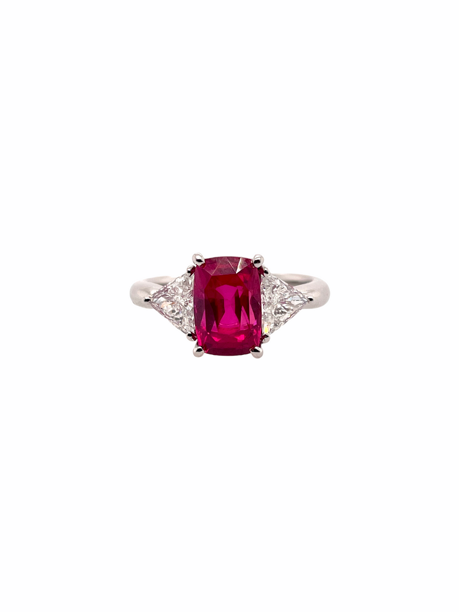 Cushion Ruby Diamond Ring