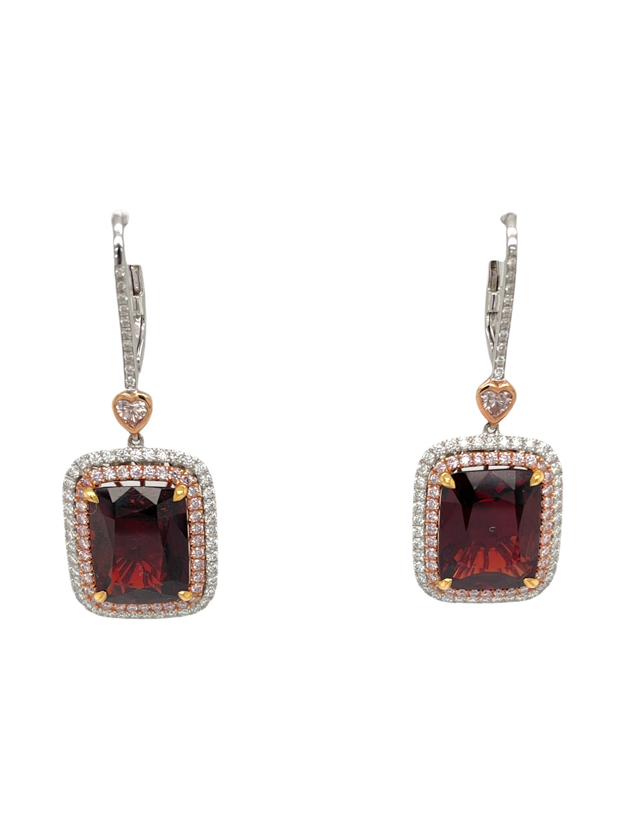 Spinel and pink diamond earrings