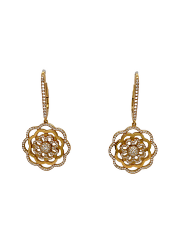 Hypnotic Flower earrings (18K YG 1ct Dia)