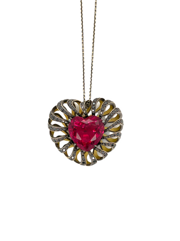 Heart-shaped rubellite pendant