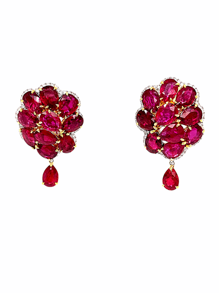 Ruby Cluster Earrings